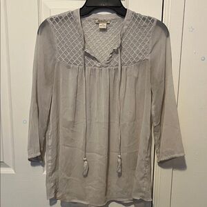 Lucky Brand Cream Tunic with Textured Yoke